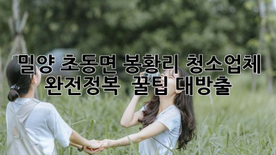 ✨ 밀양 초동면 봉황리 청소업체 완전정복! ✨ 꿀팁 대방출 🍯